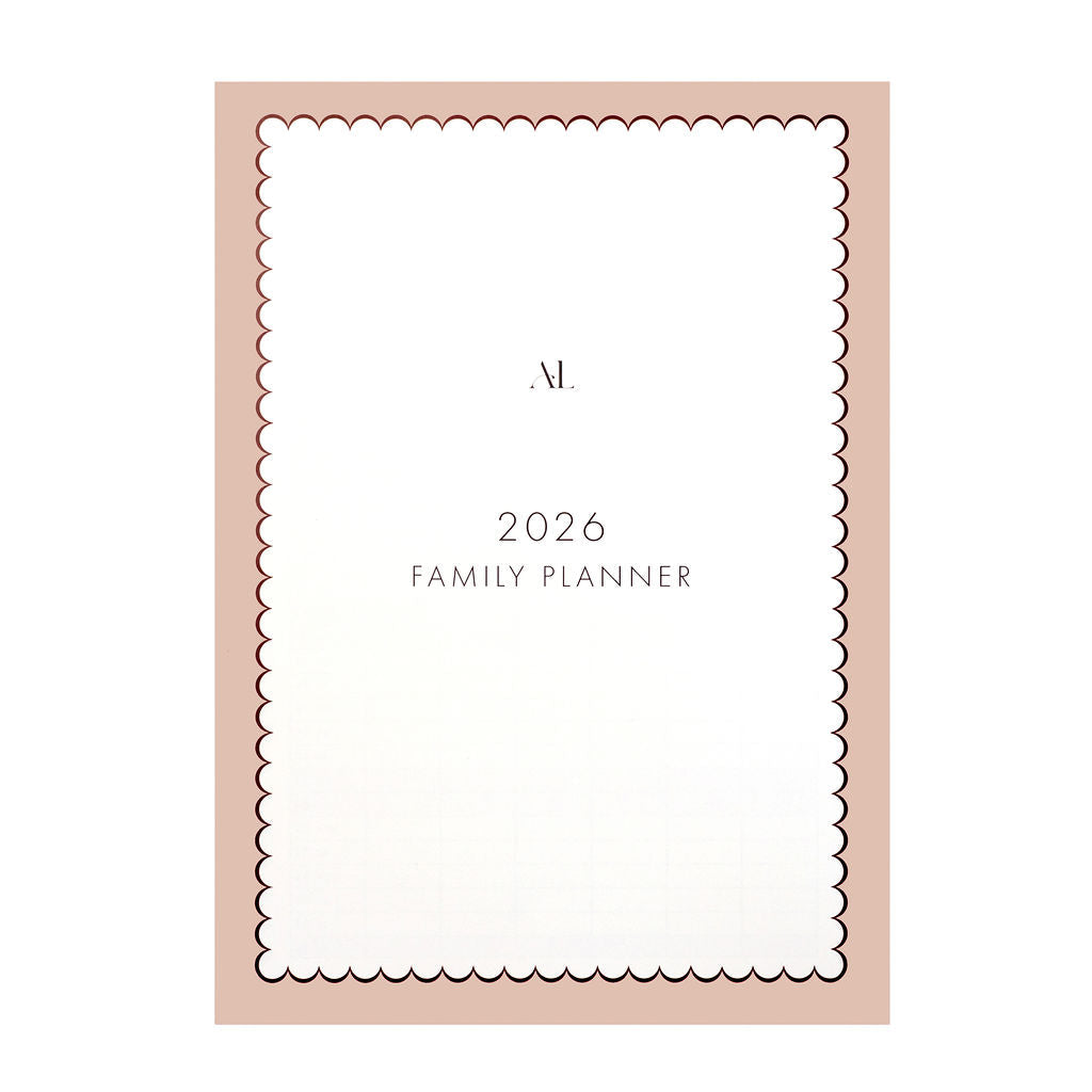 Alexa Lily South Africa 2026 family calendar planner with minimalist design and scalloped border