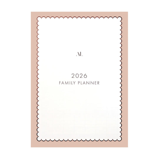 Alexa Lily South Africa 2026 family calendar planner with minimalist design and scalloped border