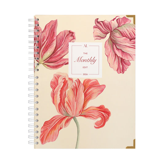 Alexa Lily floral planner with spiral binding best monthly organizer for 2026 with elegant pink flower design