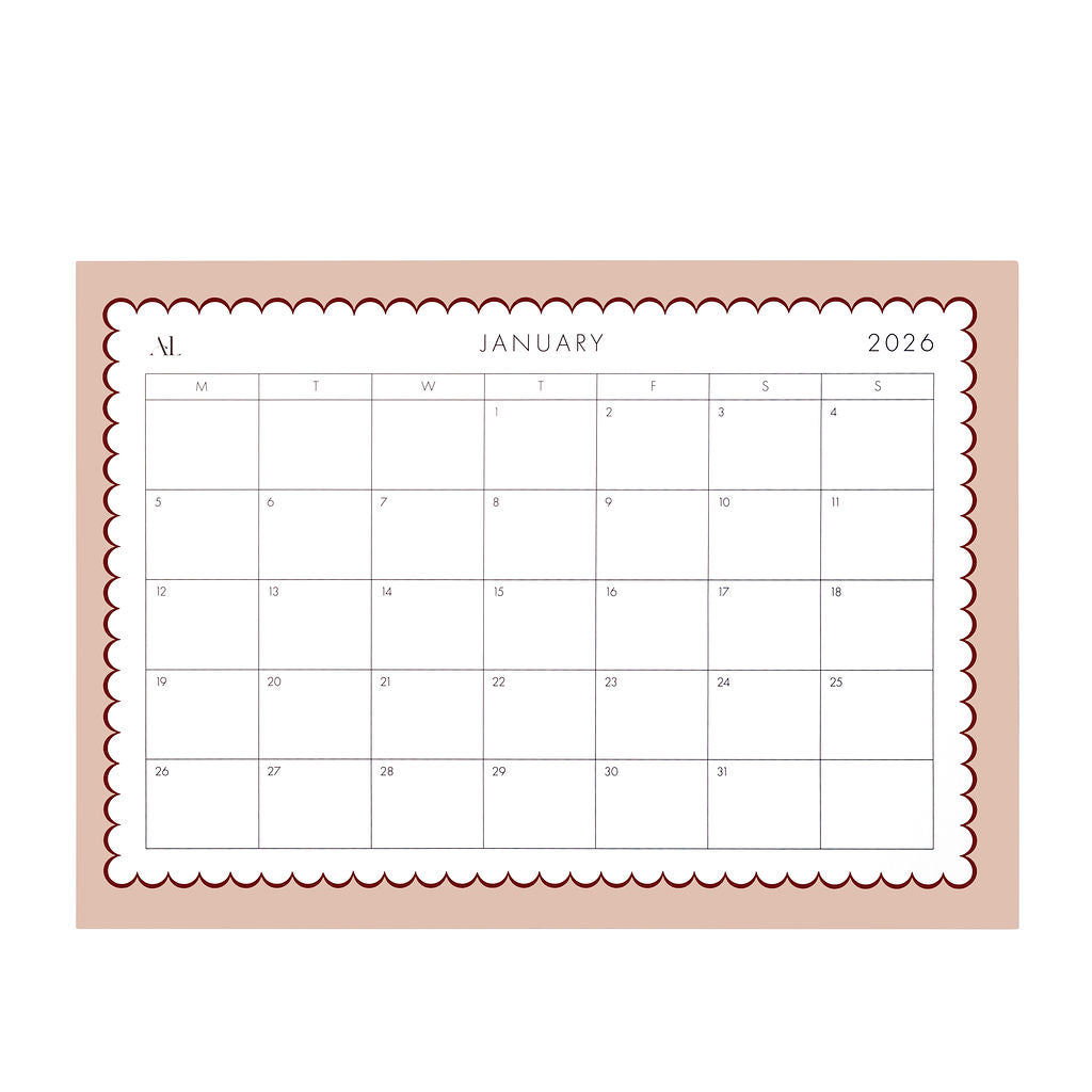 Alexa Lily South Africa monthly calendar planner for January 2026 with simple, clean design