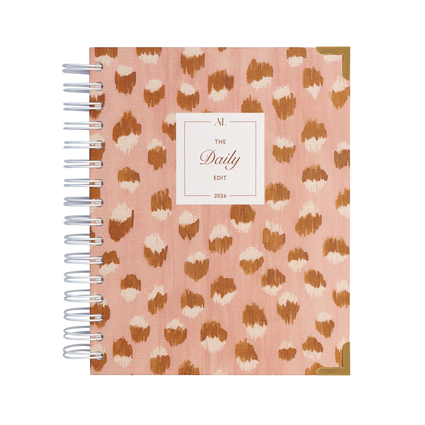 Alexa Lily 2026 daily planner with leopard print cover and spiral binding